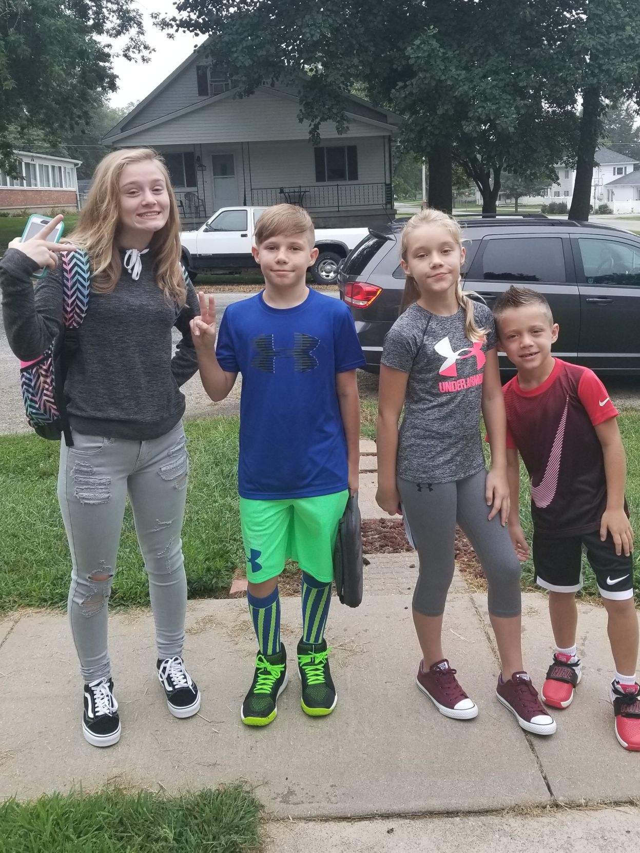 Chloe, Joey, Lexi and Johnny's first day